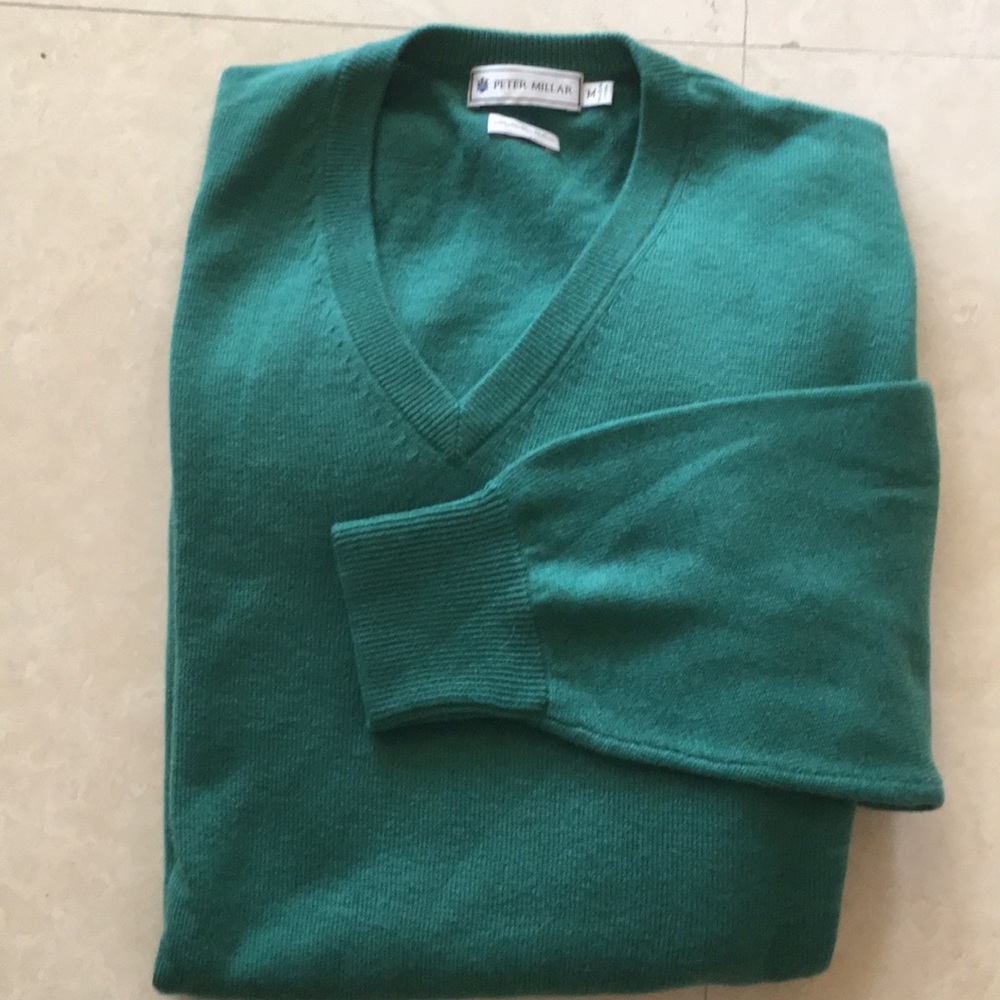 Mans green V neck sweater